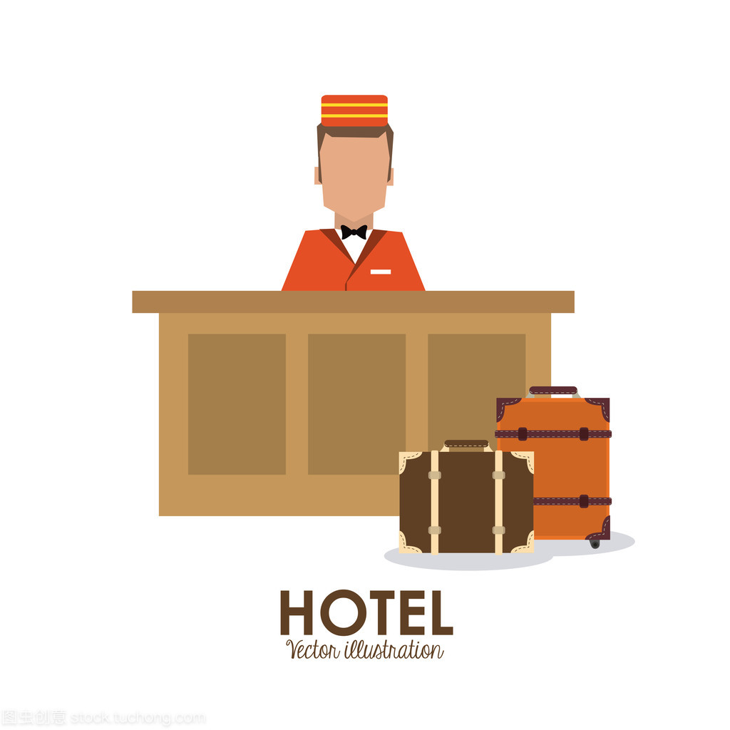 酒店设计。服务图标。平面插画、 矢量